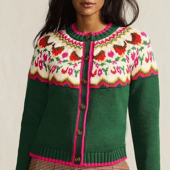 Lands' End Sweaters - ❌SOLD❌Lands' End Women's Lofty Birdseye Fair Isle Cardigan Sweater Size Large